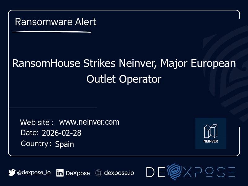RansomHouse Strikes Neinver, Major European Outlet Operator