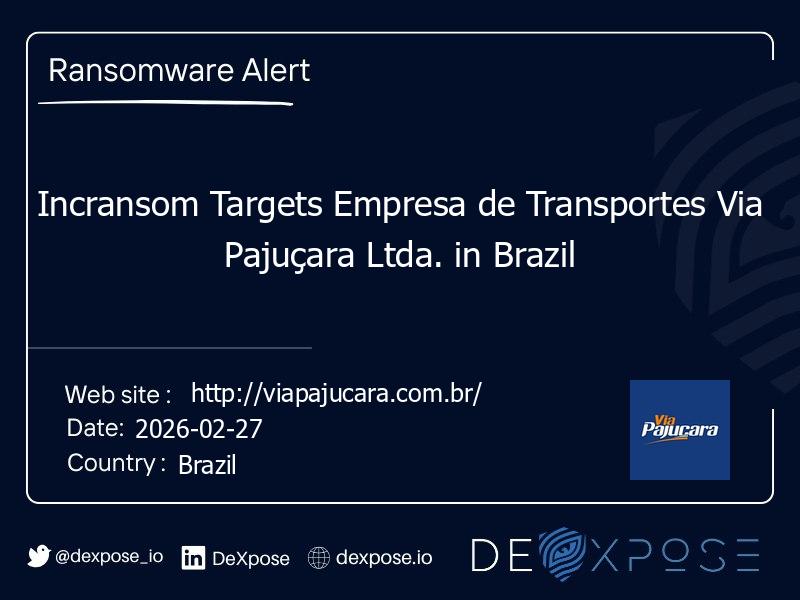 Incransom Targets Empresa de Transportes Via Pajuçara Ltda. in Brazil