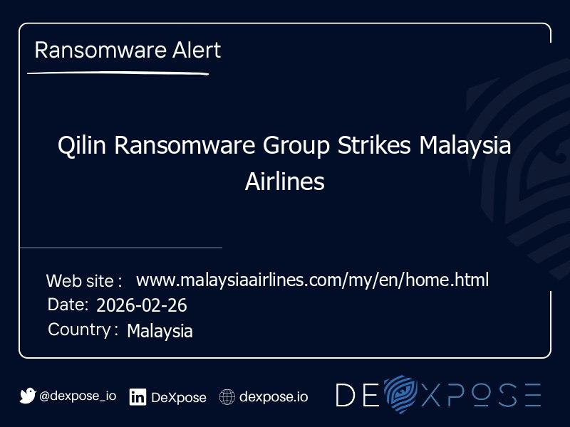 Qilin Ransomware Group Strikes Malaysia Airlines