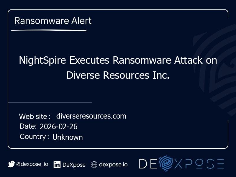 NightSpire Executes Ransomware Attack on Diverse Resources Inc.