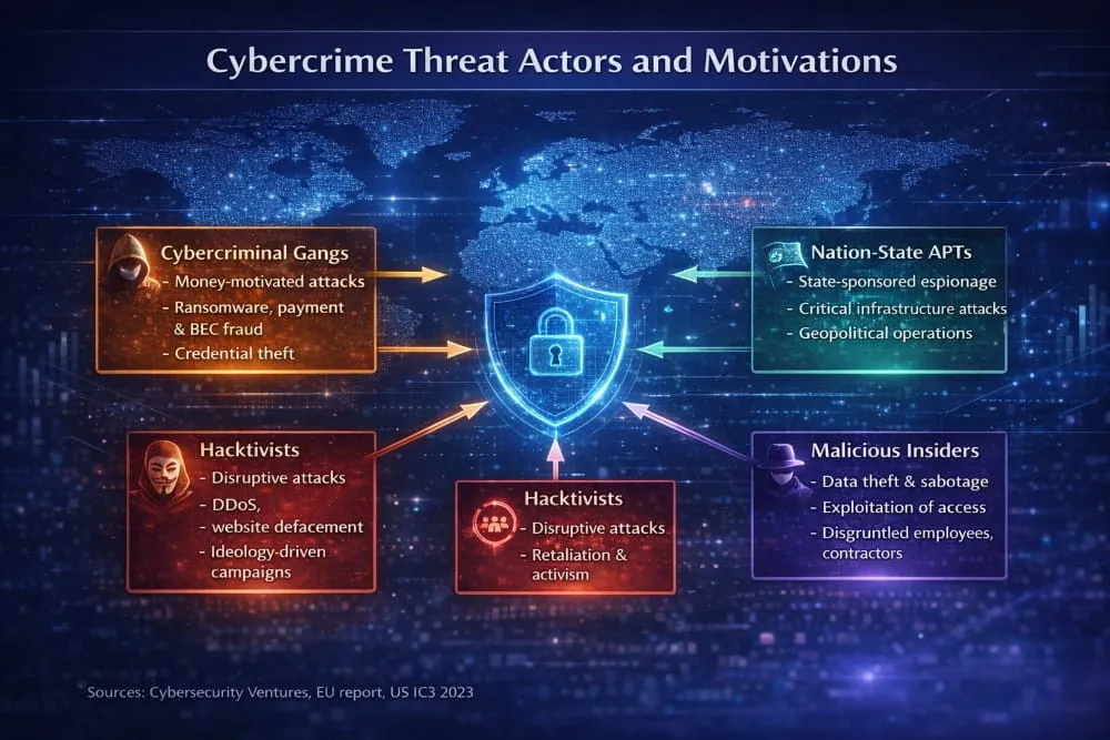 cyber crime Threat actors and motivations
