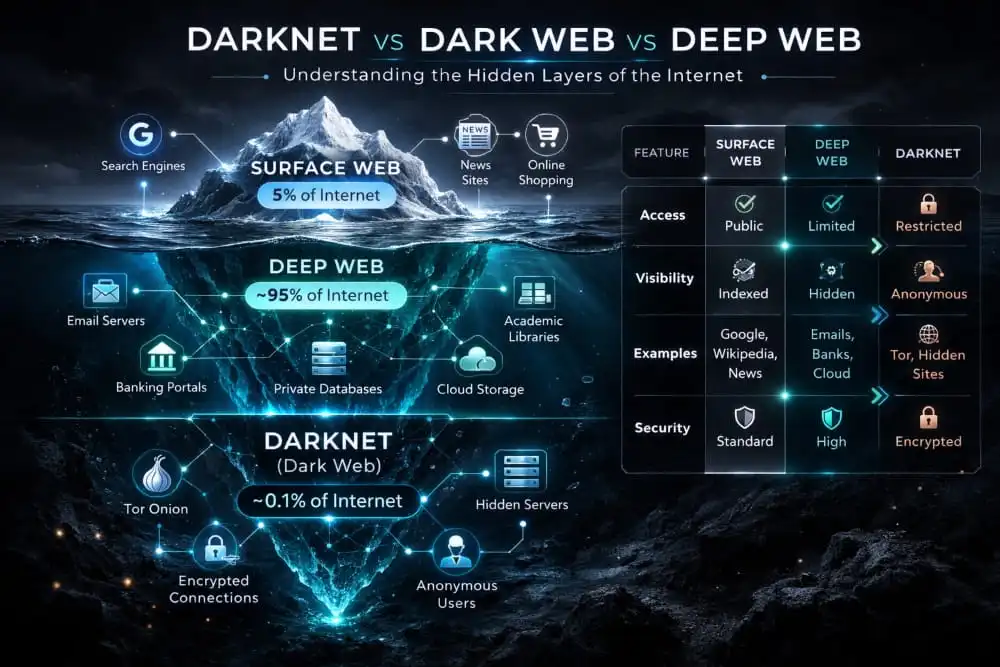 Darknet vs Dark Web vs Deep Web