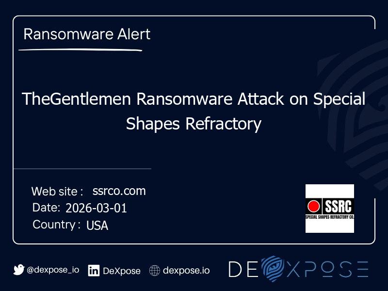TheGentlemen Ransomware Attack on Special Shapes Refractory