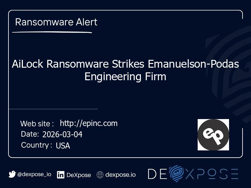 AiLock Ransomware Strikes Emanuelson-Podas Engineering Firm