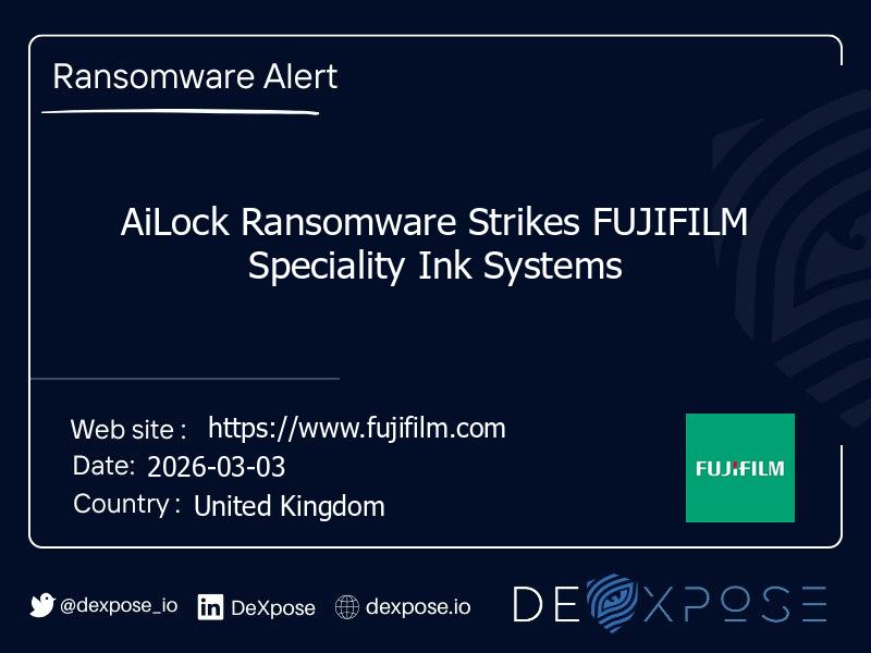 AiLock Ransomware Strikes FUJIFILM Speciality Ink Systems