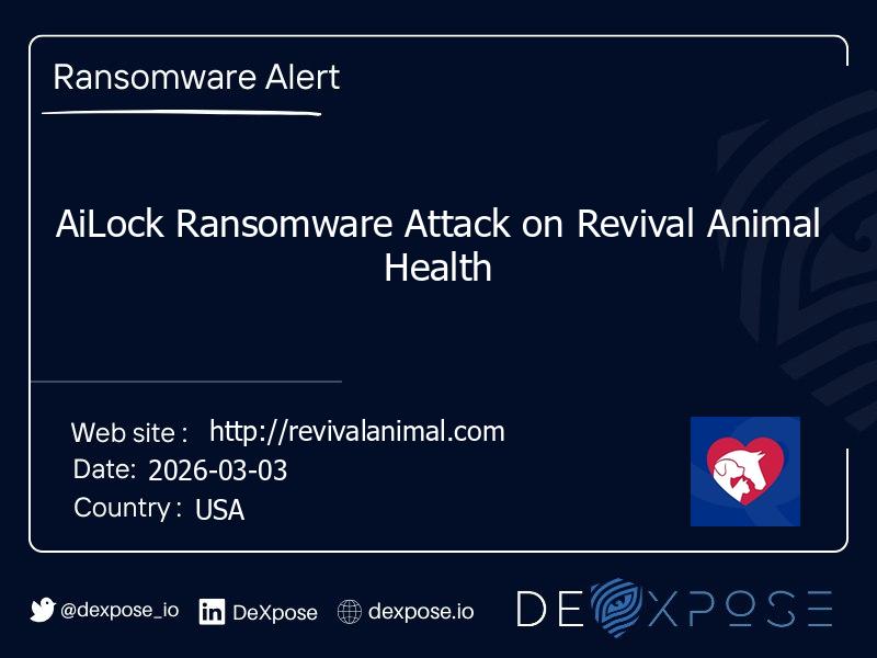 AiLock Ransomware Attack on Revival Animal Health