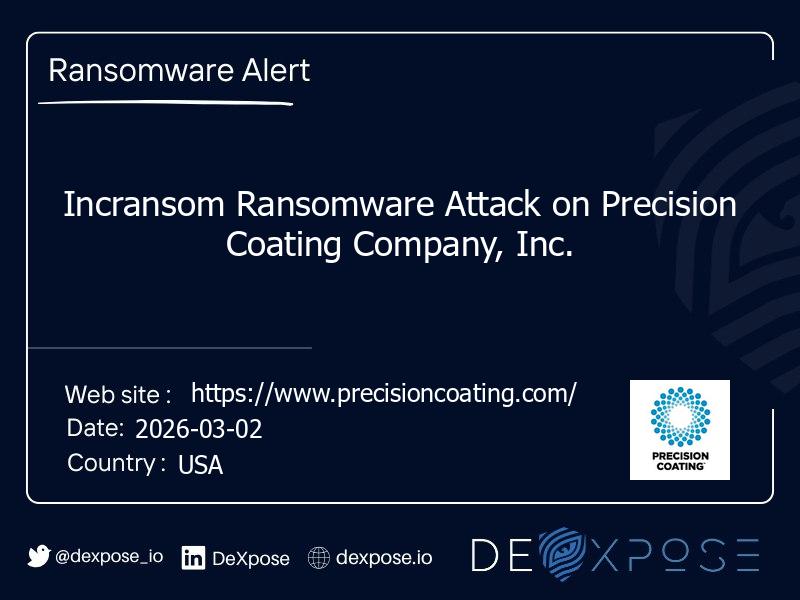 Incransom Ransomware Attack on Precision Coating Company, Inc.