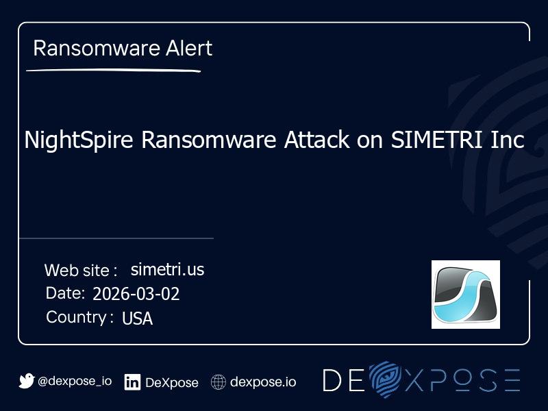 NightSpire Ransomware Attack on SIMETRI Inc