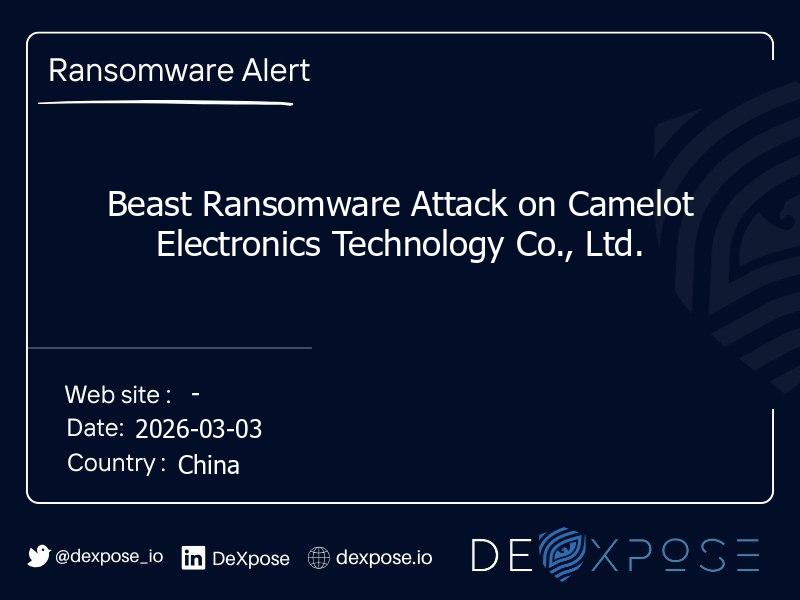 Beast Ransomware Attack on Camelot Electronics Technology Co., Ltd.