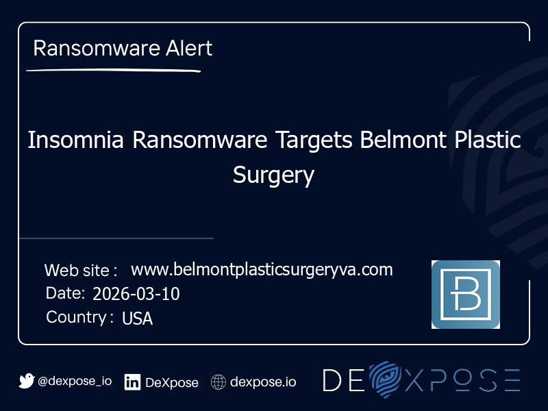 Insomnia Ransomware Targets Belmont Plastic Surgery