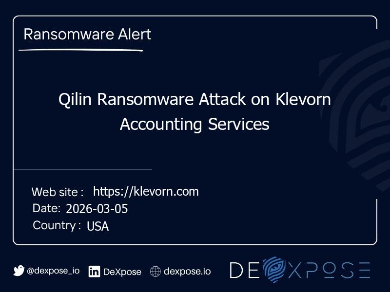 Qilin Ransomware Attack on Klevorn Accounting Services