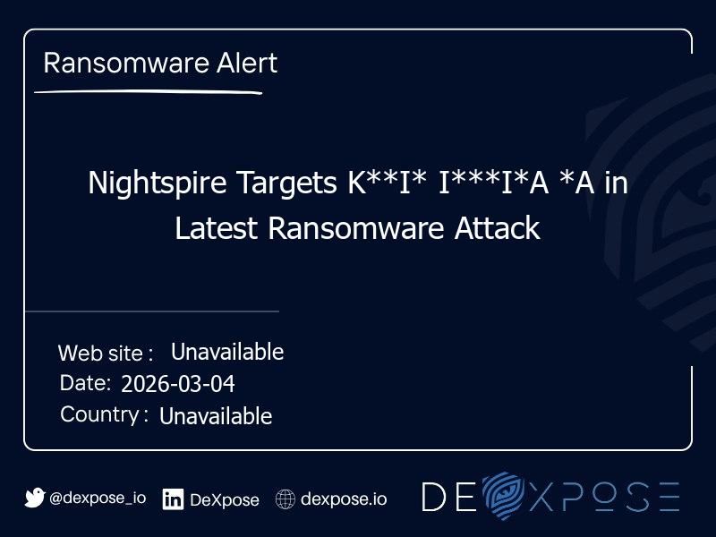 Nightspire Targets K**I* I***I*A *A in Latest Ransomware Attack