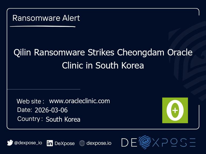 Qilin Ransomware Strikes Cheongdam Oracle Clinic in South Korea