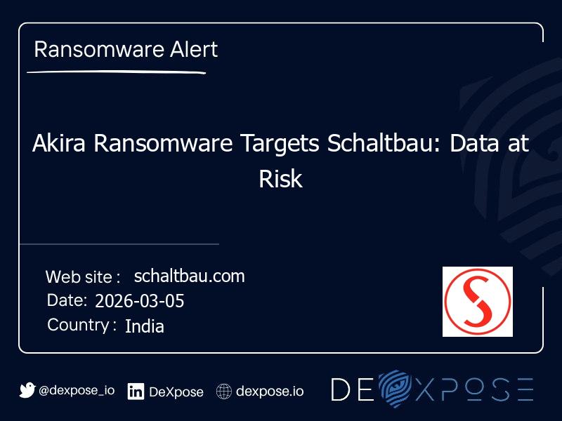 Akira Ransomware Targets Schaltbau: Data at Risk