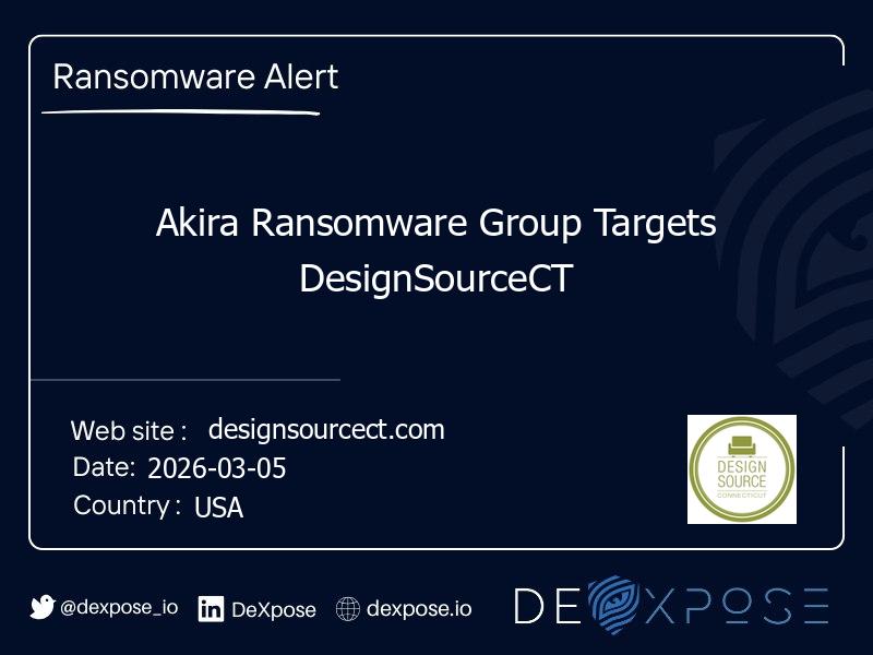 Akira Ransomware Group Targets DesignSourceCT