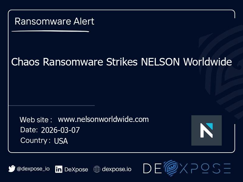 Chaos Ransomware Strikes NELSON Worldwide