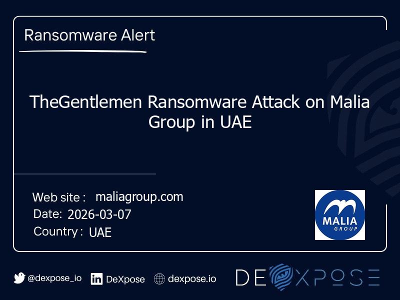 TheGentlemen Ransomware Attack on Malia Group in UAE