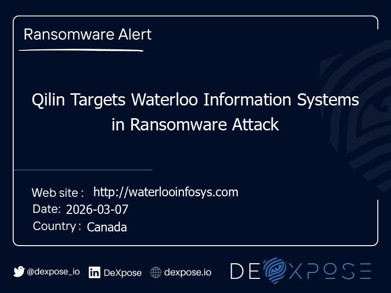 Qilin Targets Waterloo Information Systems in Ransomware Attack