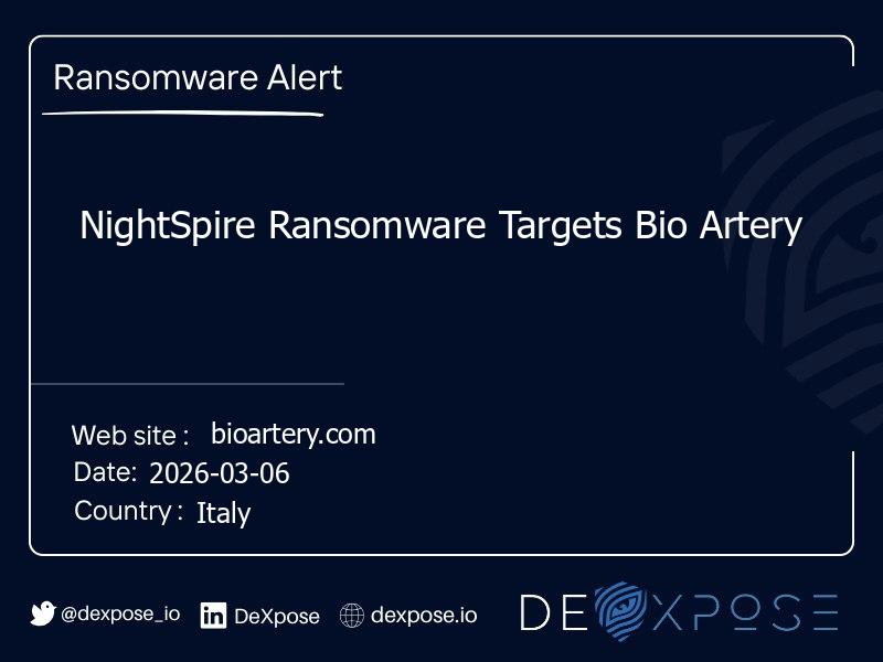 NightSpire Ransomware Targets Bio Artery