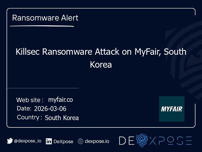 Killsec Ransomware Attack on MyFair, South Korea