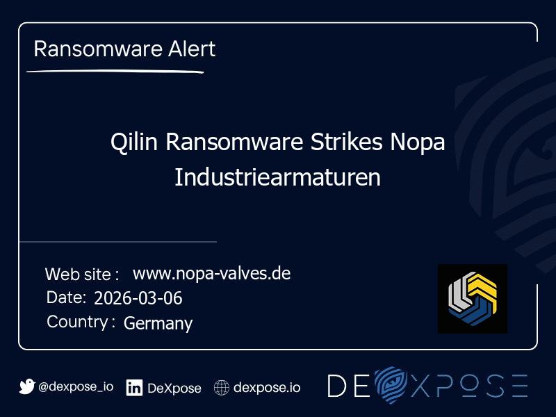 Qilin Ransomware Strikes Nopa Industriearmaturen
