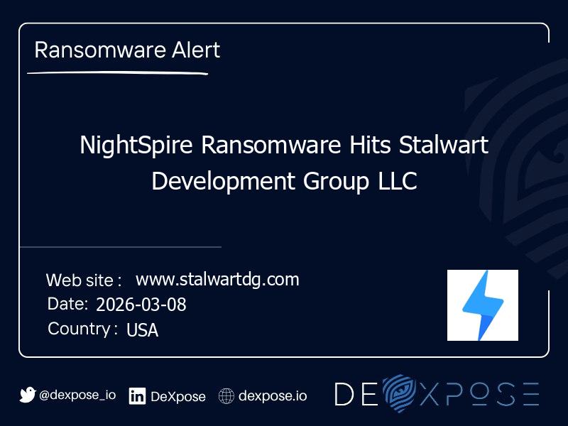 NightSpire Ransomware Hits Stalwart Development Group LLC