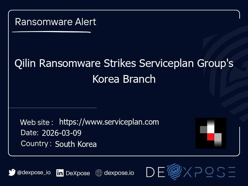 Qilin Ransomware Strikes Serviceplan Group's Korea Branch