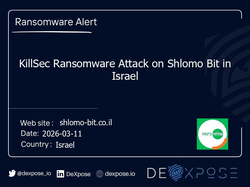 KillSec Ransomware Attack on Shlomo Bit in Israel