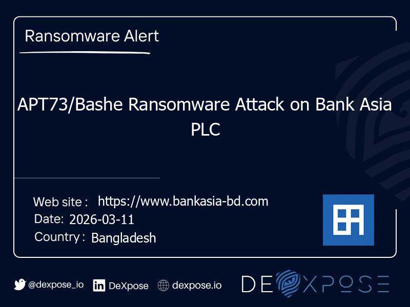APT73/Bashe Ransomware Attack on Bank Asia PLC