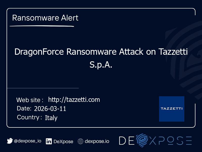 DragonForce Ransomware Attack on Tazzetti S.p.A.