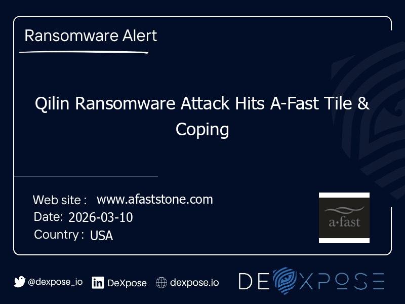 Qilin Ransomware Attack Hits A-Fast Tile & Coping