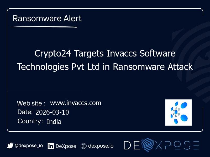 Crypto24 Targets Invaccs Software Technologies Pvt Ltd in Ransomware Attack