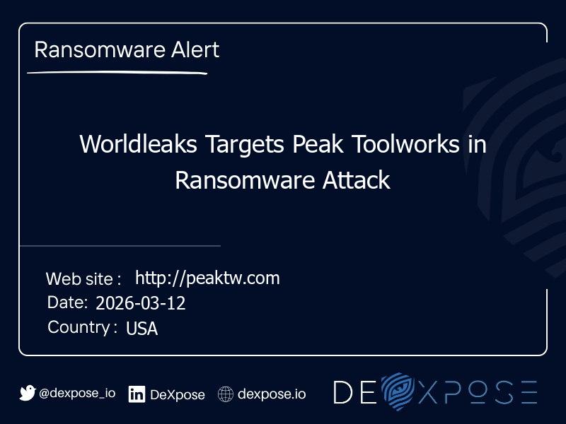 Worldleaks Targets Peak Toolworks in Ransomware Attack