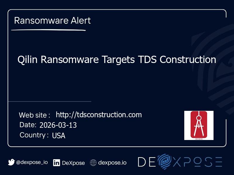 Qilin Ransomware Targets TDS Construction