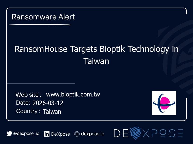 RansomHouse Targets Bioptik Technology in Taiwan