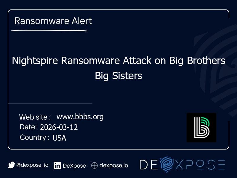Nightspire Ransomware Attack on Big Brothers Big Sisters