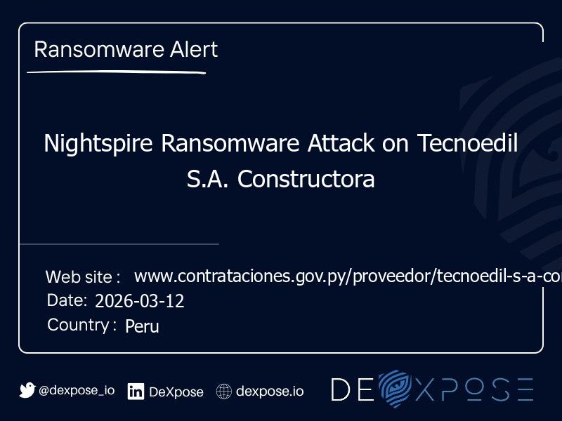 Nightspire Ransomware Attack on Tecnoedil S.A. Constructora