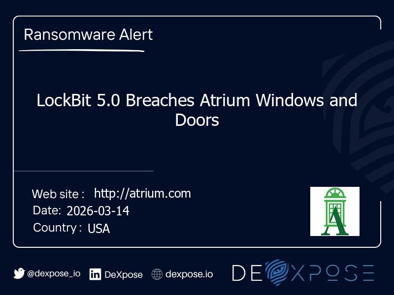 LockBit 5.0 Breaches Atrium Windows and Doors