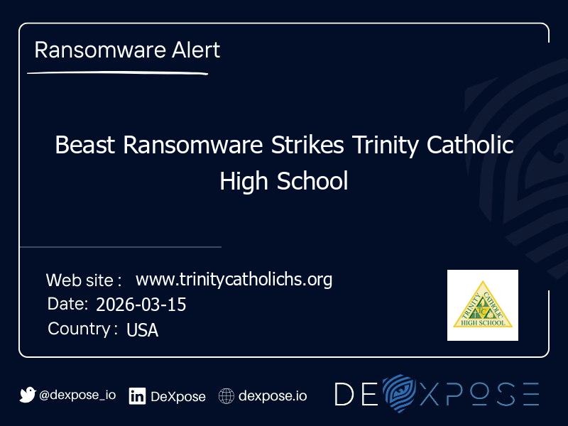 Beast Ransomware Strikes Trinity Catholic High School