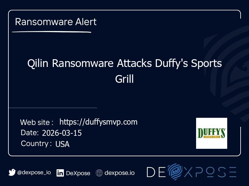 Qilin Ransomware Attacks Duffy's Sports Grill
