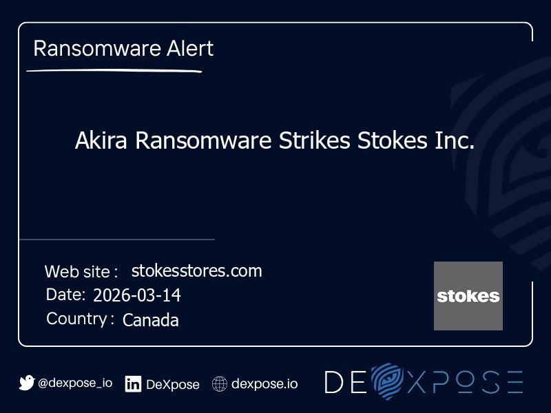 Akira Ransomware Strikes Stokes Inc.