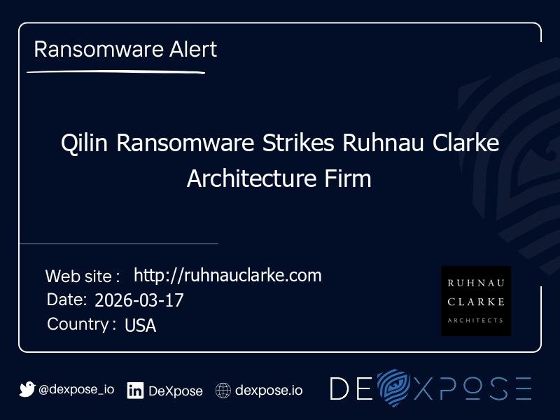 Qilin Ransomware Strikes Ruhnau Clarke Architecture Firm