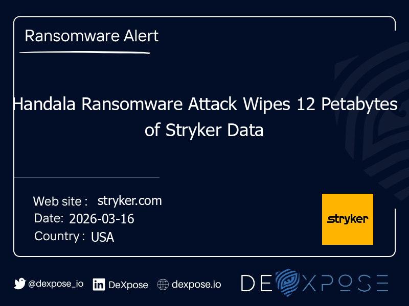 Handala Ransomware Attack Wipes 12 Petabytes of Stryker Data