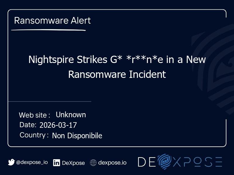 Nightspire Strikes G* *r**n*e in a New Ransomware Incident