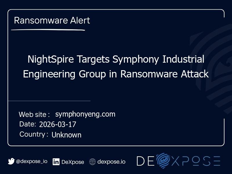 NightSpire Targets Symphony Industrial Engineering Group in Ransomware Attack