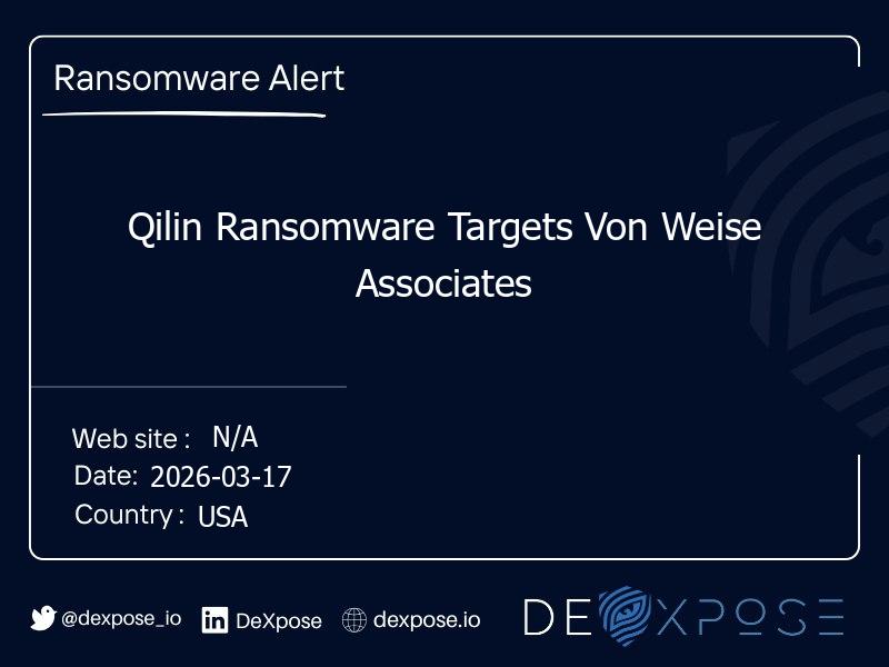 Qilin Ransomware Targets Von Weise Associates