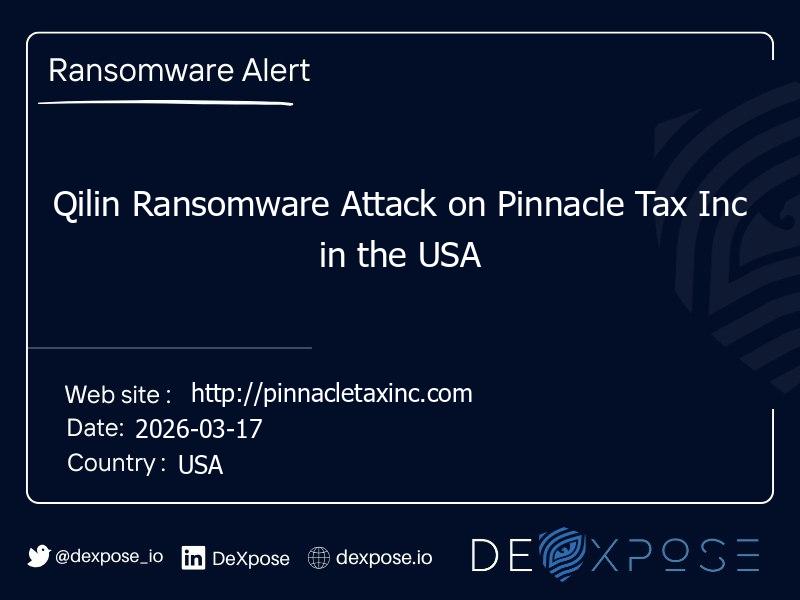 Qilin Ransomware Attack on Pinnacle Tax Inc in the USA