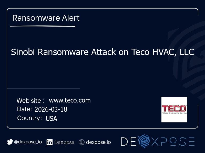 Sinobi Ransomware Attack on Teco HVAC, LLC