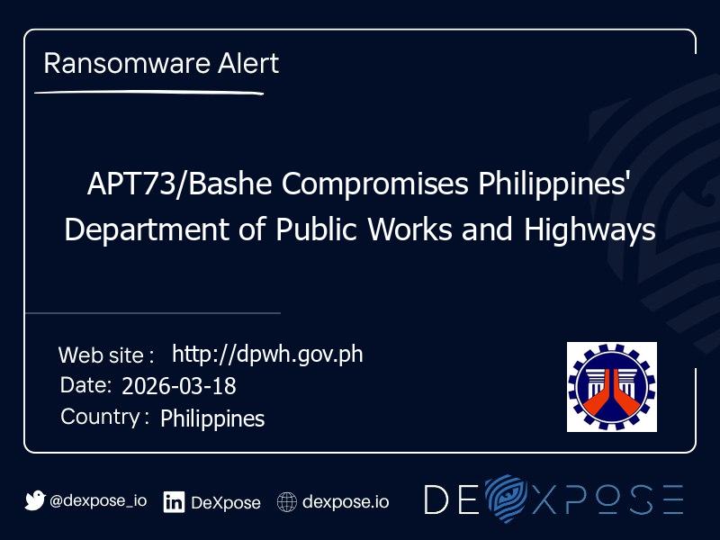 APT73/Bashe Compromises Philippines' Department of Public Works and Highways