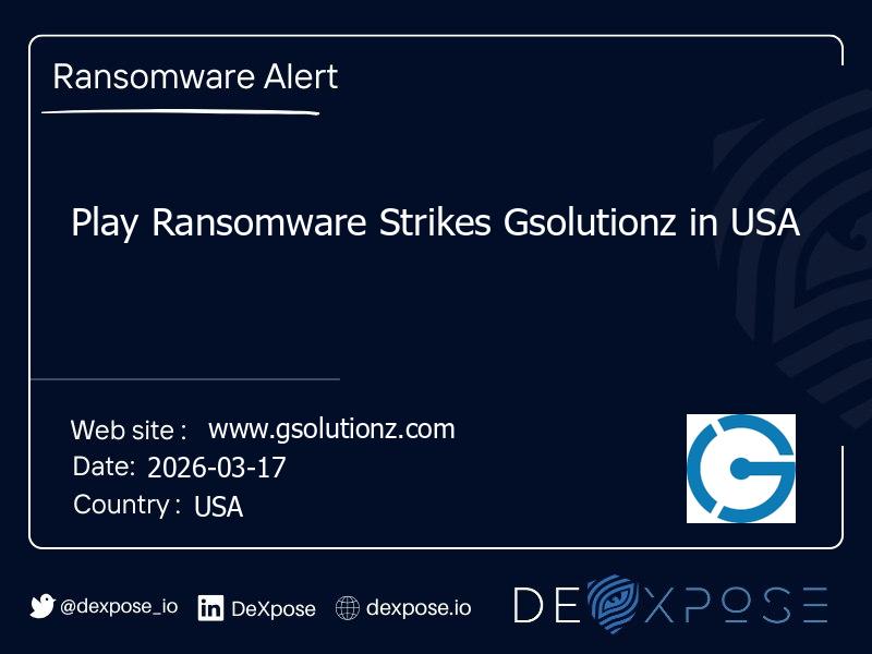 Play Ransomware Strikes Gsolutionz in USA